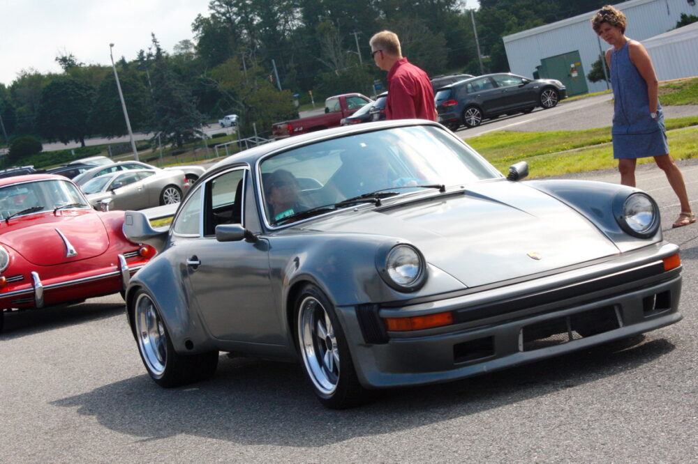 Gray Porsche 911 Turbo with flared fenders