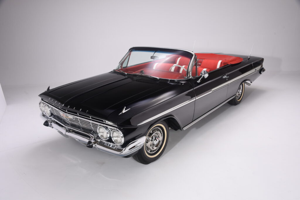 Studio shot of vintage black convertible